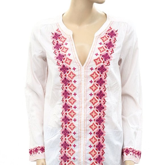 Odd Molly Anthropologie Oh Mine Tunic Top Floral Embroidered Pink S 1 - Picture 2 of 4